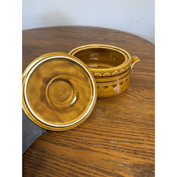 Vintage MCM Homer Laughlin Sheffield Granada Gold Covered Casserole Dish 1970 - Picture 4 of 5